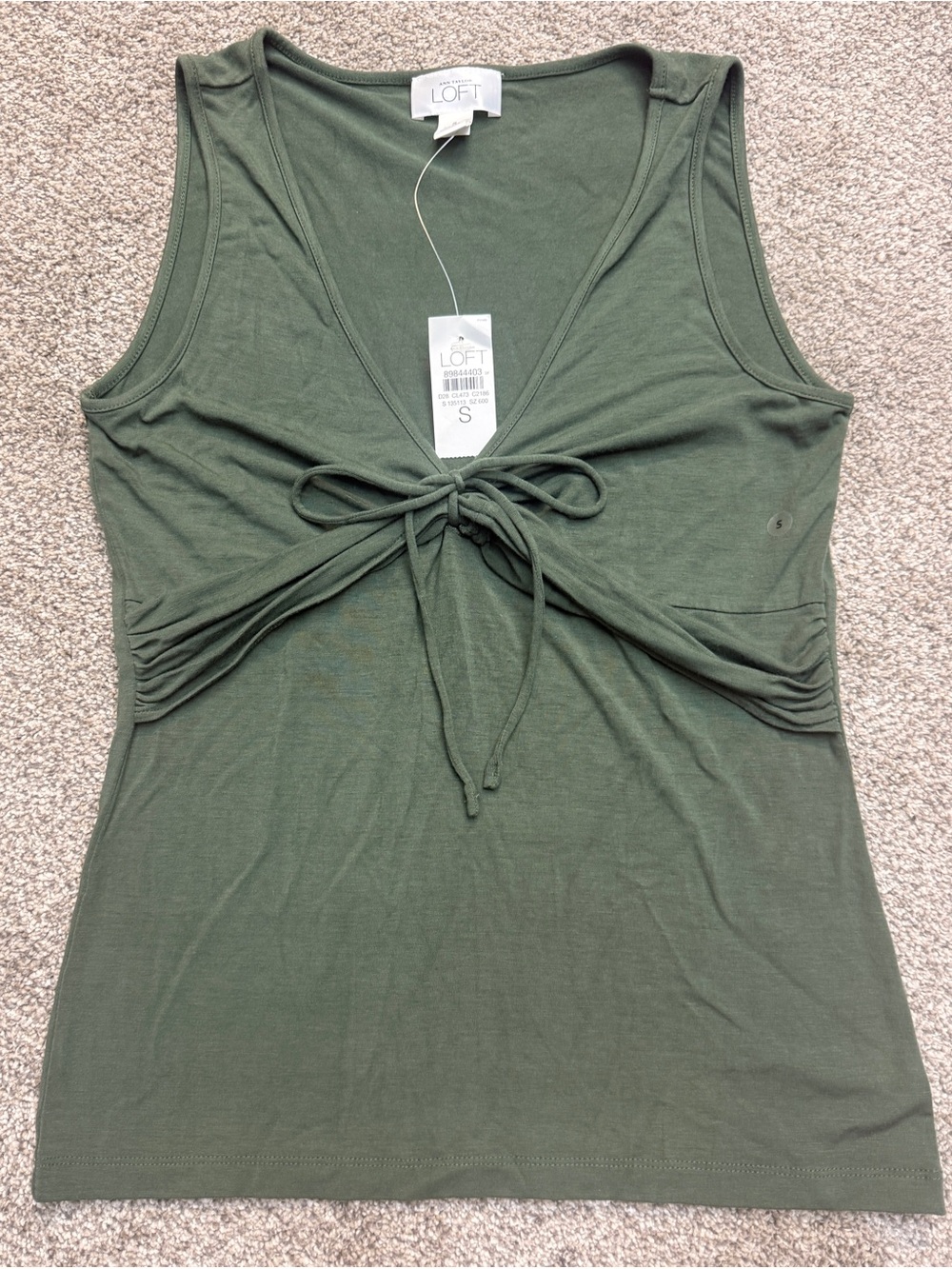 LOFT Olive Tie-Front Tank Top - Women's sz S NWT